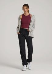 American Tall Discount | Cropped Ribbed Tank Top for Tall Women in Tawny Port