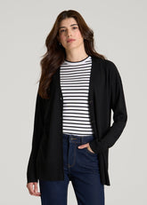 American Tall For Sale | Linen Blend Knit Cardigan for Tall Women in Black