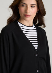 American Tall For Sale | Linen Blend Knit Cardigan for Tall Women in Black