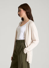 American Tall Online Shop | Linen Blend Knit Cardigan for Tall Women in White Sand