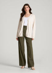 American Tall Online Shop | Linen Blend Knit Cardigan for Tall Women in White Sand