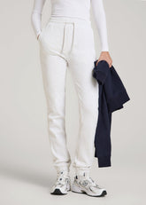 American Tall Discount | Wearever Fleece Slim Fit High-Waisted Garment Dye Sweatpants for Tall Women in Heather Cloud White
