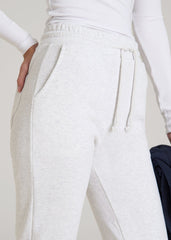 American Tall Discount | Wearever Fleece Slim Fit High-Waisted Garment Dye Sweatpants for Tall Women in Heather Cloud White
