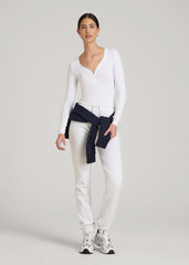 American Tall Discount | Wearever Fleece Slim Fit High-Waisted Garment Dye Sweatpants for Tall Women in Heather Cloud White