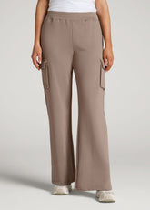 American Tall Sale | French Terry Wide Leg Cargo Sweatpants for Tall Women in Portobello