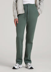 American Tall Outlet | Wearever Fleece Open-Bottom Sweatpants for Tall Women in Balsam Green
