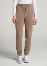 American Tall Online | Wearever Fleece Slim Fit High-Waisted Garment Dye Sweatpants for Tall Women in Latte