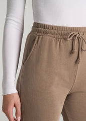 American Tall Online | Wearever Fleece Slim Fit High-Waisted Garment Dye Sweatpants for Tall Women in Latte
