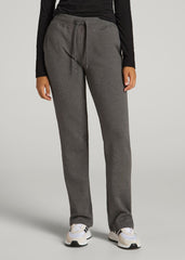 American Tall Outlet | Wearever Fleece Open-Bottom Sweatpants for Tall Women in Charcoal Mix