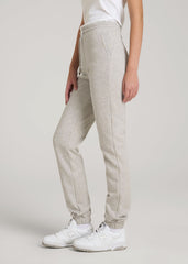 American Tall Online Shop | Wearever Fleece Slim Fit High-Waisted Garment Dye Sweatpants for Tall Women in Grey Mix