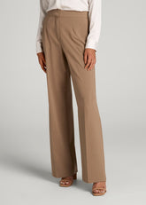 American Tall Online | Flat Front Wide Leg Dress Pants for Tall Women in Fawn
