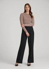 American Tall Sale | Wide Leg Pleated Dress Pants 2.0 for Tall Women in Black