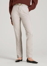 American Tall Outlet | High Rise Tapered Chino Pants for Tall Women in Vanilla Latte