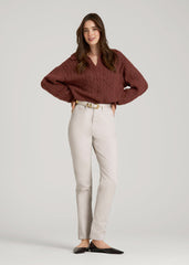 American Tall Outlet | High Rise Tapered Chino Pants for Tall Women in Vanilla Latte