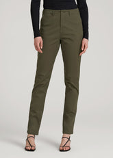 American Tall For Sale | High Rise Tapered Chino Pants for Tall Women in Forest Night