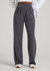 American Tall Online Shop | Soft Motion Pleated Wide Leg Pant for Tall Women in Charcoal Rinse