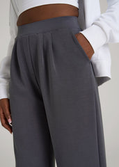 American Tall Online Shop | Soft Motion Pleated Wide Leg Pant for Tall Women in Charcoal Rinse