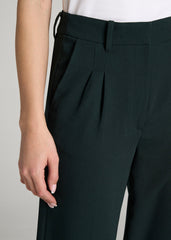 American Tall Online | Pleated WIDE Leg Dress Pants for Tall Women in Midnight Green