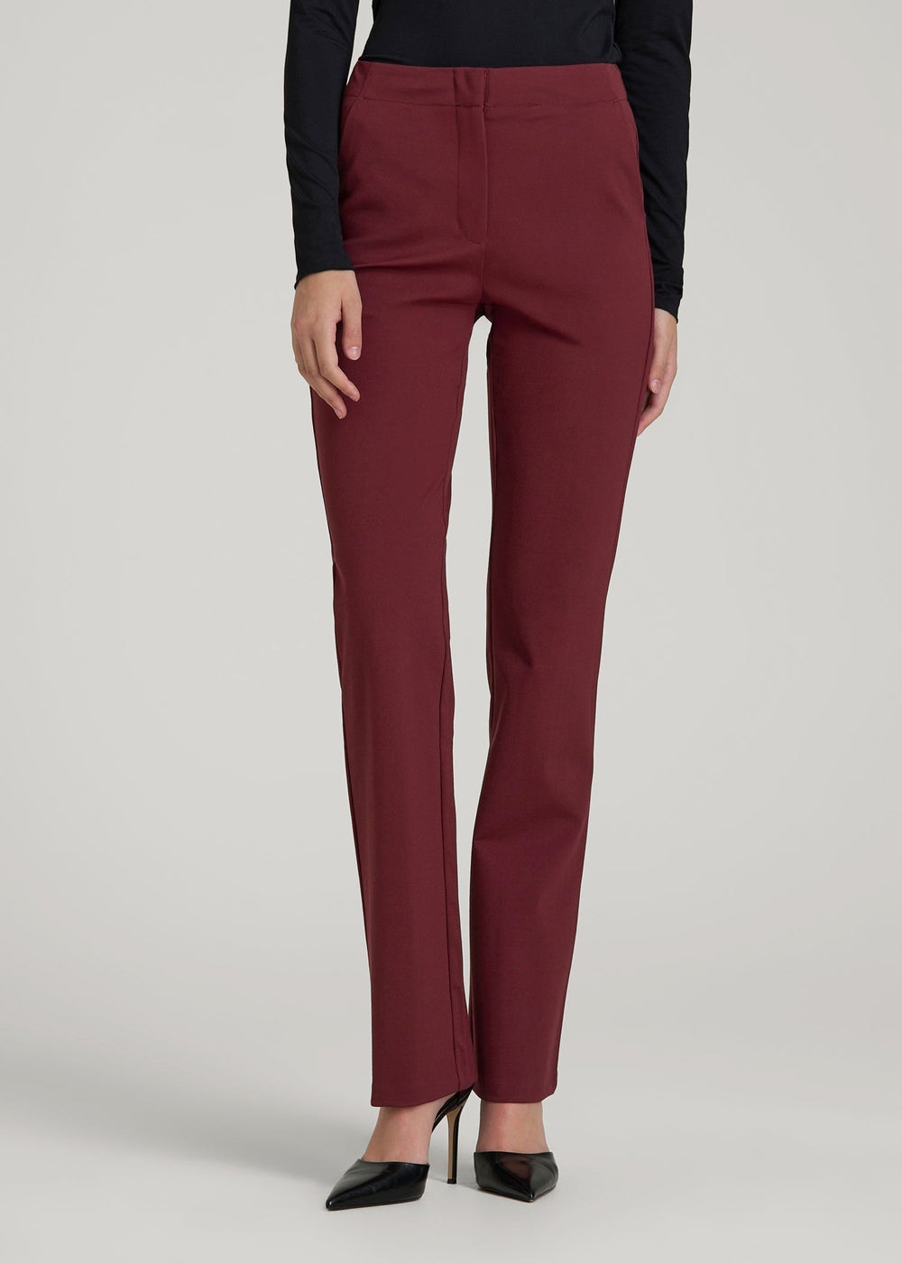 American Tall Sale | Freedom Flex Slim Straight Leg Dress Pants for Tall Women in Tawny Port