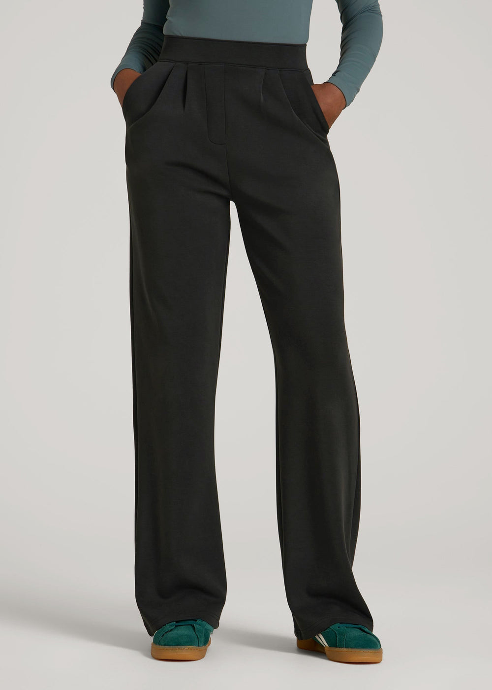 American Tall Outlet | Soft Motion Pleated Wide Leg Pant for Tall Women in Black