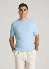 American Tall Sale | Braided Knit T-Shirt for Tall Men in Ice Blue