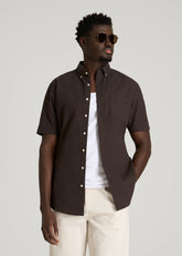 American Tall For Sale | Short Sleeve Oxford Button Shirt for Tall Men in Espresso