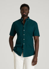 American Tall Online Shop | Short Sleeve Oxford Button Shirt for Tall Men in Deep Teal