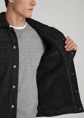 American Tall Sale | Denim Sherpa Jacket for Tall Men in Onyx Black Wash