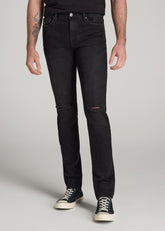 American Tall Outlet | Dylan Slim Fit Jeans for Tall Men in Distressed Onyx Black Wash