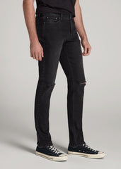 American Tall Outlet | Dylan Slim Fit Jeans for Tall Men in Distressed Onyx Black Wash