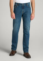 American Tall Sale | LJ&S STRAIGHT LEG Jeans for Tall Men in Machine Blue