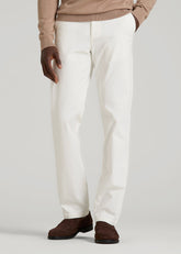 American Tall Discount | 4 Way Stretch Commuter TAPERED Chino Pants for Tall Men in White Alyssum