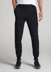American Tall Sale | Wearever Fleece Cargo Jogger For Tall Men in Black
