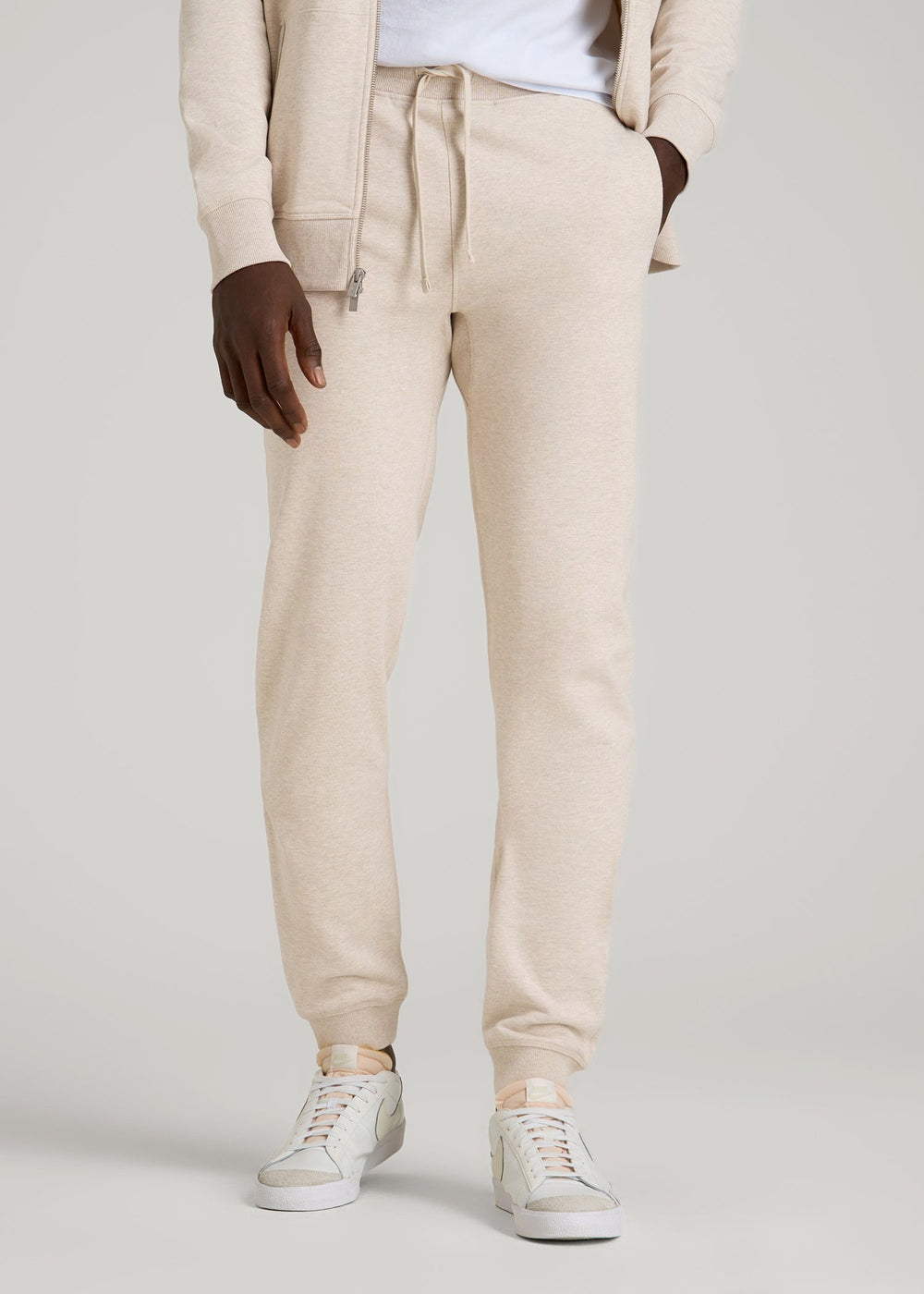 American Tall Outlet | Wearever 2.0 French Terry Joggers for Tall Men in Oatmeal Mix