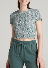 American Tall For Sale | Cropped Waffle Tee for Tall Women in Seaglass Floral