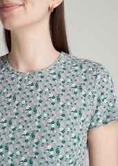 American Tall For Sale | Cropped Waffle Tee for Tall Women in Seaglass Floral
