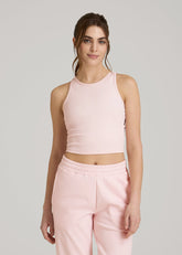 American Tall Online Shop | Cropped Ribbed Tank Top for Tall Women in Barely Pink