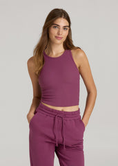 American Tall Discount | Cropped Ribbed Tank Top for Tall Women in Purple Gumdrop
