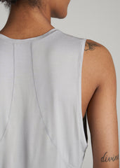 American Tall Outlet | Athletic Cropped Muscle Tank Top for Tall Women in Silver
