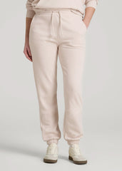 American Tall Discount | Wearever Fleece Slim Fit High-Waisted Garment Dye Sweatpants for Tall Women in Shell