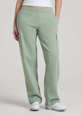 American Tall For Sale | Mid Rise Cargo Fleece Sweatpants for Tall Women in Seagrass