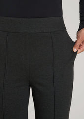 American Tall Sale | Soft Flex Ponte Pull On Flare Pants for Tall Women in Dark Charcoal Heather