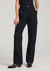 American Tall Discount | Straight Leg Cargo Chino Pants for Tall Women in Black