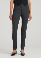 American Tall Outlet | Soft Flex Ponte Skinny High Rise Pant for Tall Women in Dark Charcoal Heather