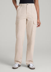 American Tall Online Shop | Straight Leg Cargo Chino Pants for Tall Women in Soft Beige