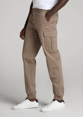 American Tall Online | TAPERED-FIT Stretch Cotton Cargo Jogger Pants for Tall Men in Dark Sand