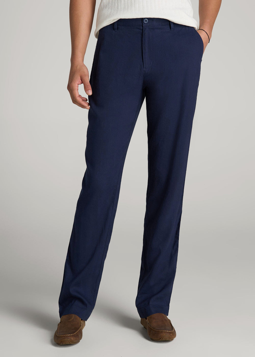 American Tall Online Shop | Garment Dyed Linen Casual Pants for Tall Men in Summer Blue