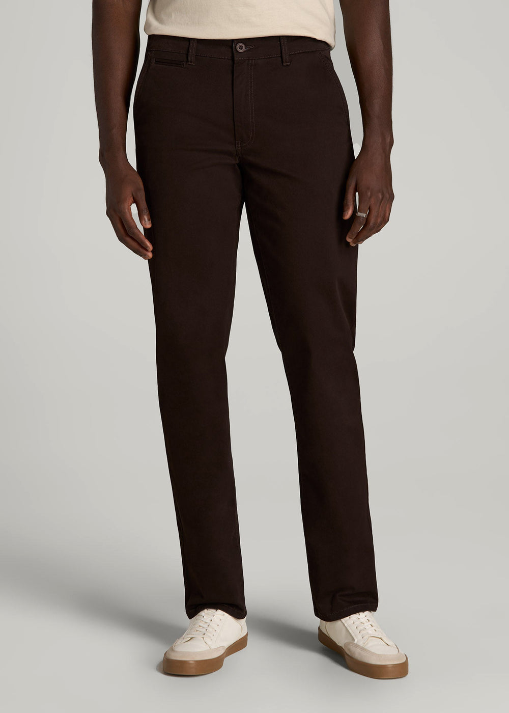 American Tall Discount | Carman TAPERED Chinos for Tall Men in Chocolate