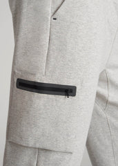 American Tall Sale | Tech Motion Fleece Cargo Joggers for Tall Men in Grey Mix