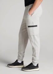 American Tall Sale | Tech Motion Fleece Cargo Joggers for Tall Men in Grey Mix